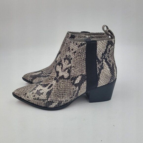NEW Linea Paolo Python Snake Print Leather Pointed Side Zip Bootie Size 6M - Picture 6 of 12